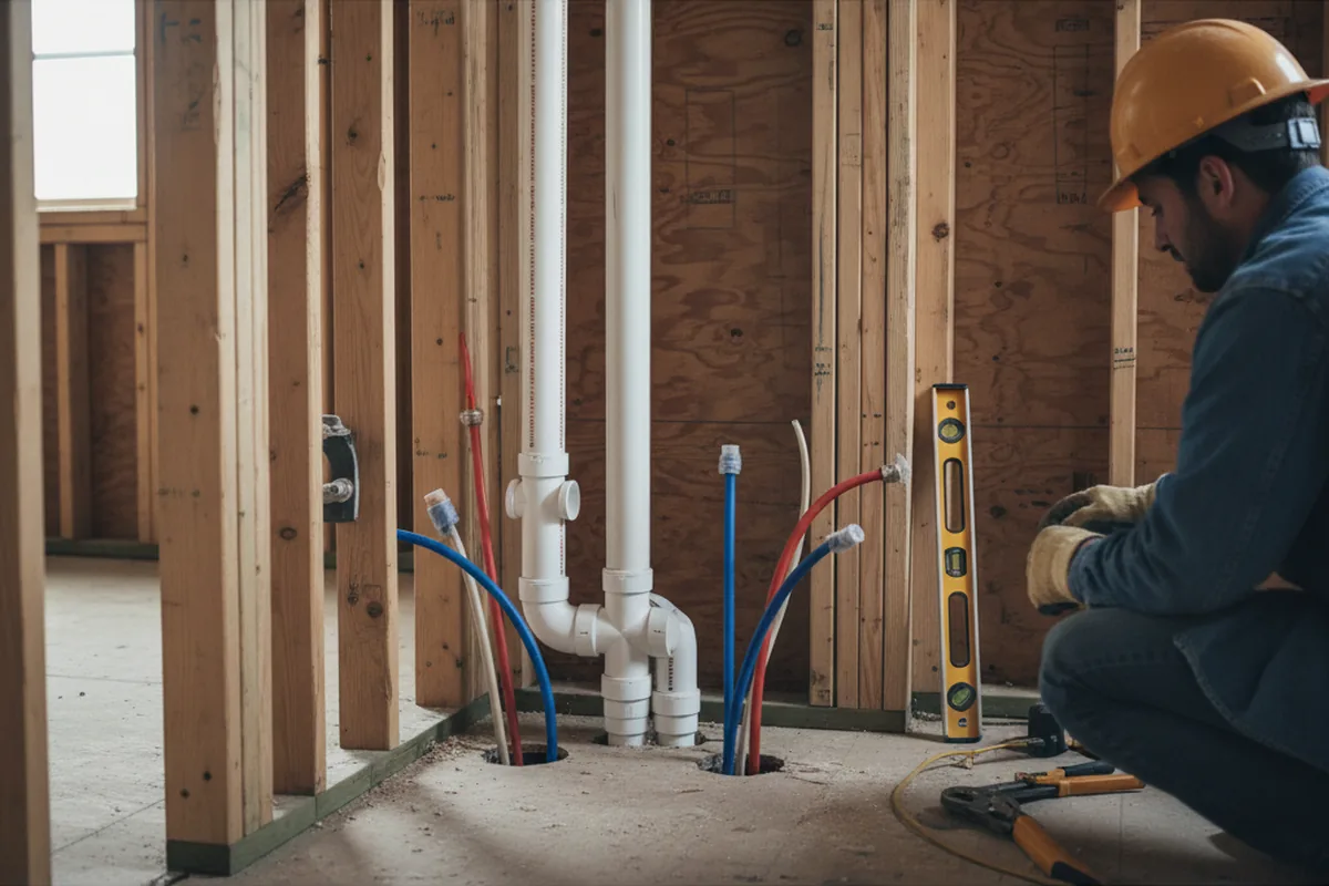 Drain and supply rough-in during Drain Cleaning in Marydel